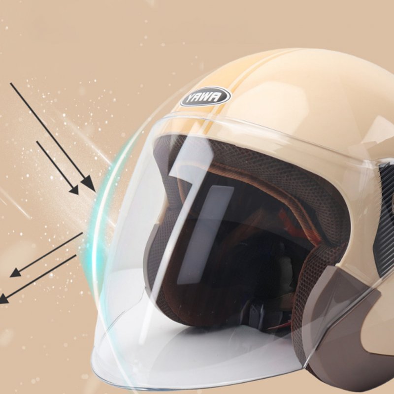 Motorcycle Open Face Helmet With Visor Face Cover Lightweight Ventilated Retro Scooter Half Helmet For Men Women 