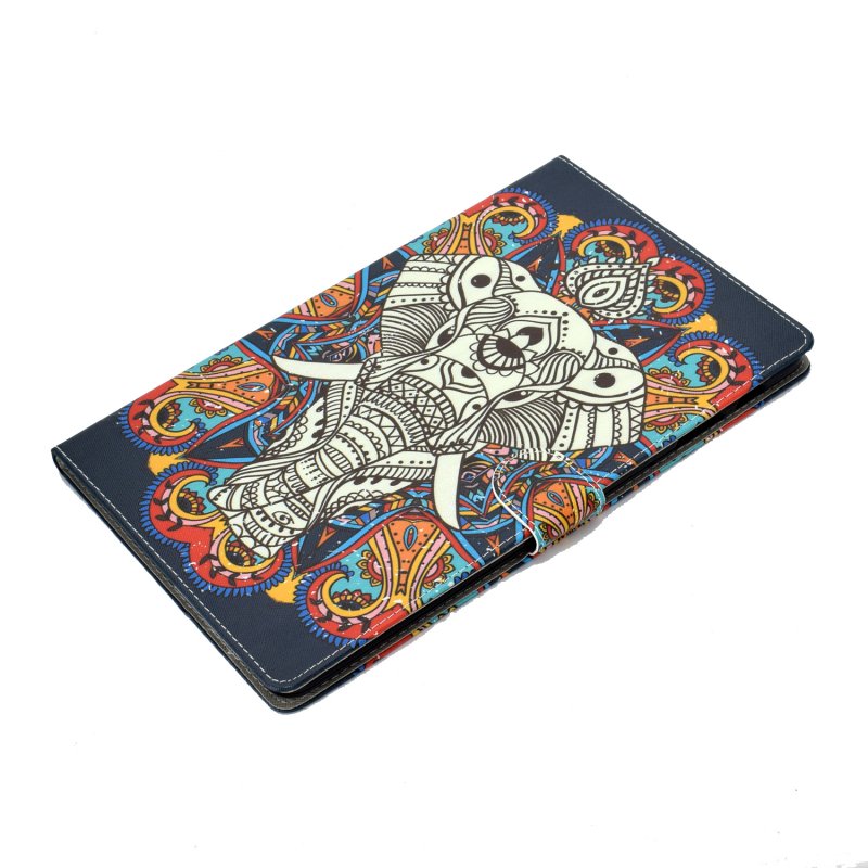 For Samsung T590 Laptop Protective Case Color Painted Smart Stay PU Cover with Front Snap 