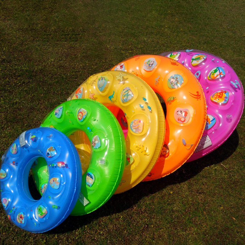 50-90cm Swimming Ring Thickened Double Layer Inflatable Fluorescent Pool Float Summer Random Color