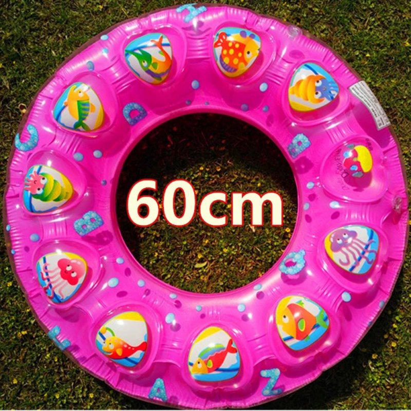 50-90cm Swimming Ring Thickened Double Layer Inflatable Fluorescent Pool Float Summer Random Color