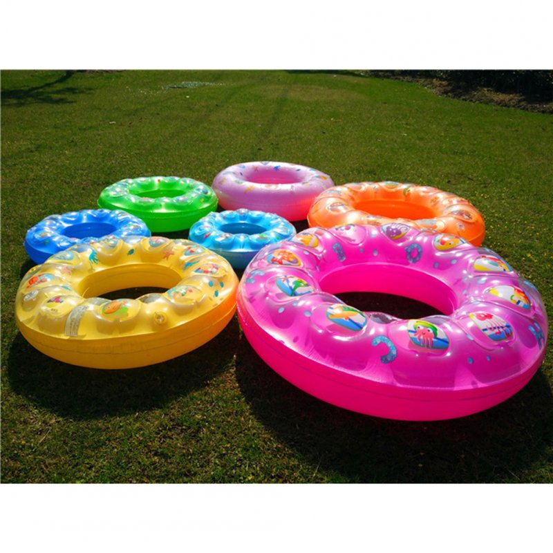 50-90cm Swimming Ring Thickened Double Layer Inflatable Fluorescent Pool Float Summer Random Color