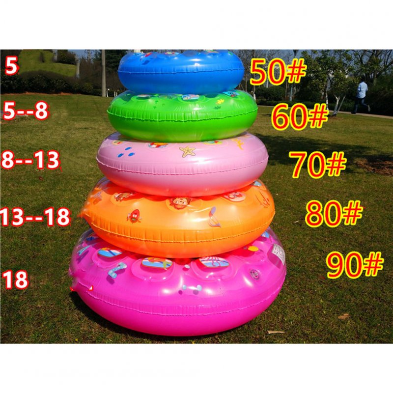 50-90cm Swimming Ring Thickened Double Layer Inflatable Fluorescent Pool Float Summer Random Color