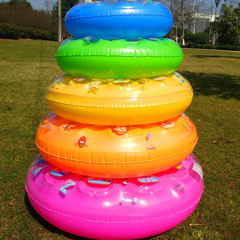 50-90cm Swimming Ring Thickened Double Layer Inflatable Fluorescent Pool Float Summer Random Color