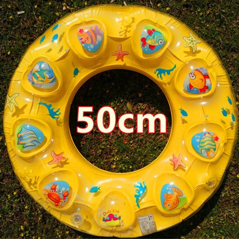 50-90cm Swimming Ring Thickened Double Layer Inflatable Fluorescent Pool Float Summer Random Color