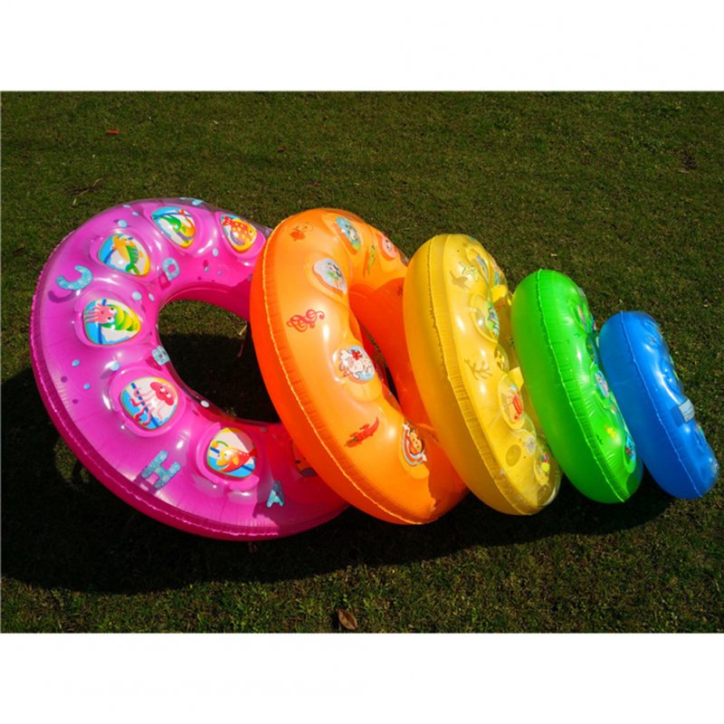 50-90cm Swimming Ring Thickened Double Layer Inflatable Fluorescent Pool Float Summer Random Color