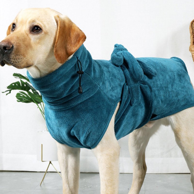 Pet Bathrobe Strong Absorbent Quick-drying Bath Towel Pet Drying Coat Clothes For Small Medium Large Dogs green M back length 36-42 bust 55-65