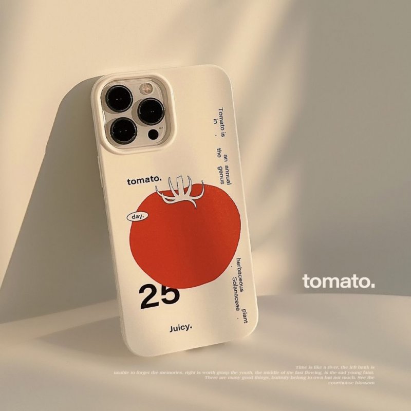 Art Style Tomato Pattern Phone Case Shockproof Protective Cover Smart Phone Case Compatible For IPhone 15 14 13 Pro Max 12 11 white big tomato 15promax