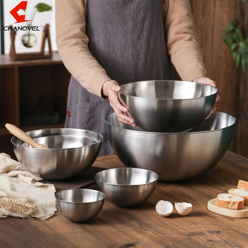 Thickened Egg Mixing Bowls Rust-proof Large Capacity 304 Stainless Steel Salad Bowls Kitchen Baking Cooking Accessories 