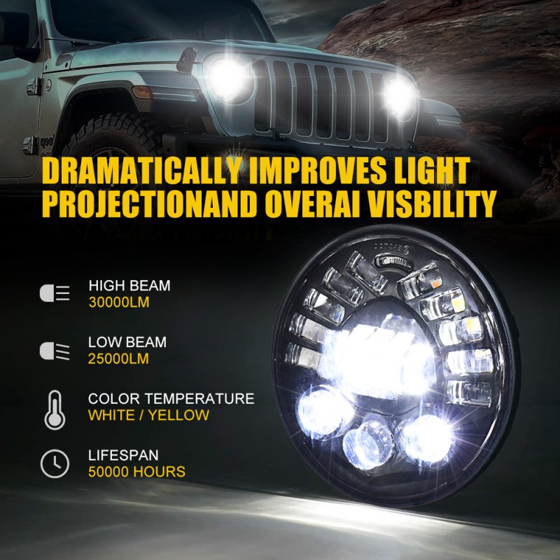 Led DRL Halo Headlight Aluminum 7-inch Matrix Gradient Color For Wrangler Headlight 
