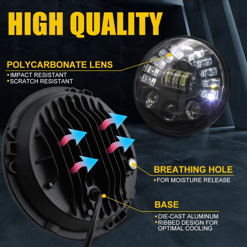 Led DRL Halo Headlight Aluminum 7-inch Matrix Gradient Color For Wrangler Headlight 