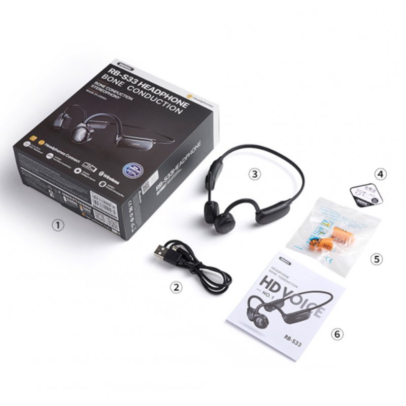 REMAX Rb-S33 Bone Conduction Headphones Wireless Bluetooth Earphone Waterproof Sports Headset 