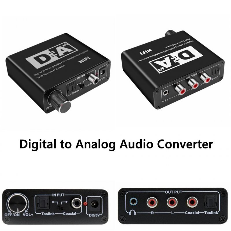 Digital to Analog Audio Converter with USB Cable Toslink Optical to Analog L/R RCA Audio 