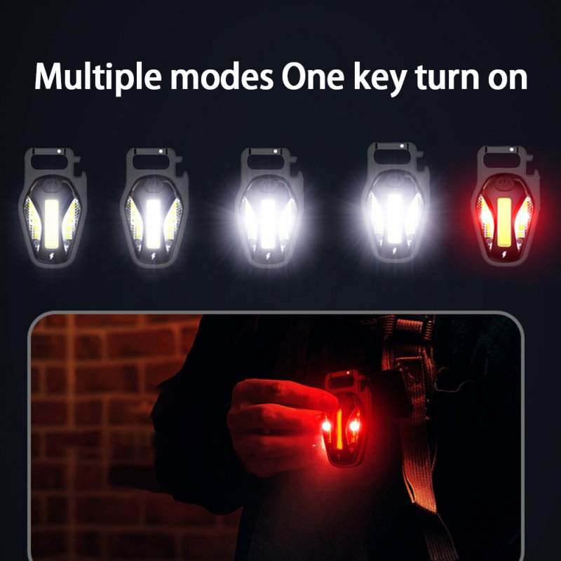 Portable Keychain Light Outdoor High-brightness Cob Mini Flashlight Emergency Work Light Bottle Opener 