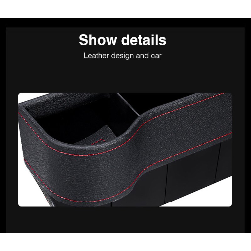 Multifunction Leather Storage Box for Car Seat Side Gap 