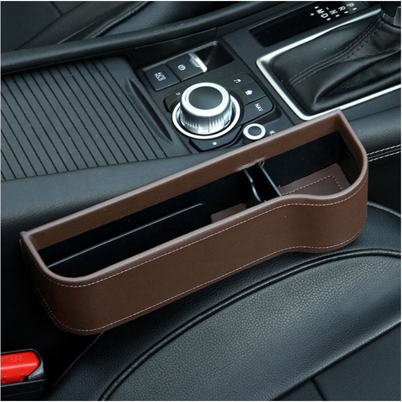 Multifunction Leather Storage Box for Car Seat Side Gap 