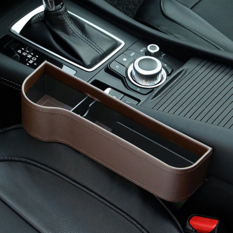 Multifunction Leather Storage Box for Car Seat Side Gap 