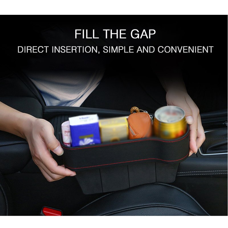 Multifunction Leather Storage Box for Car Seat Side Gap 