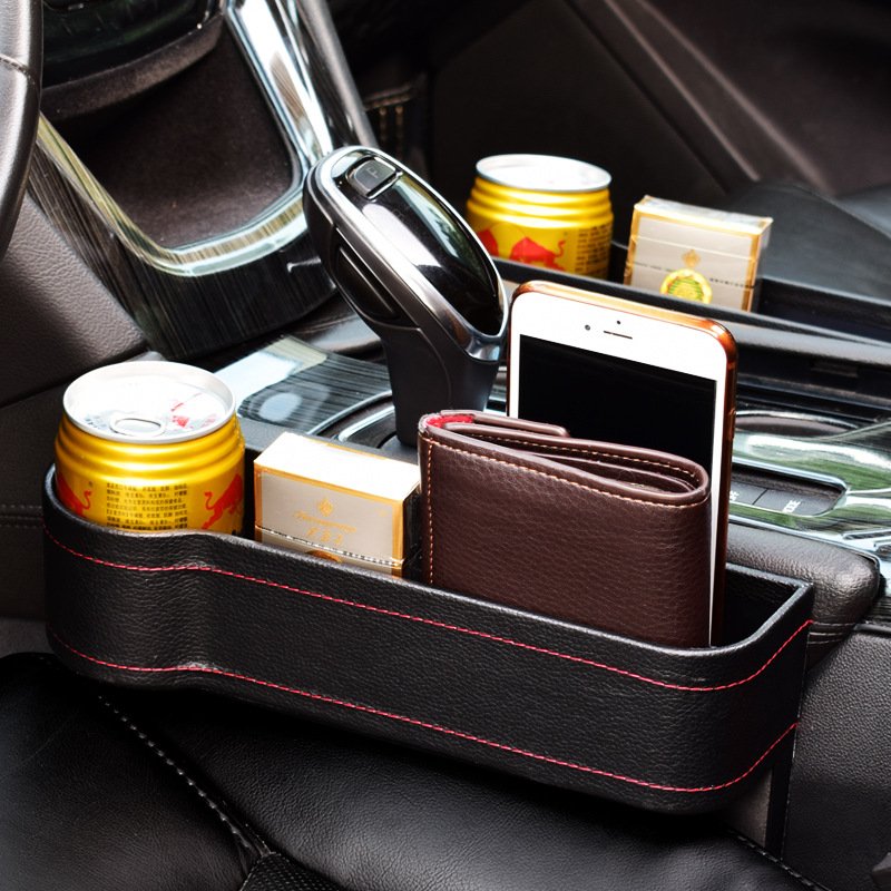 Multifunction Leather Storage Box for Car Seat Side Gap 