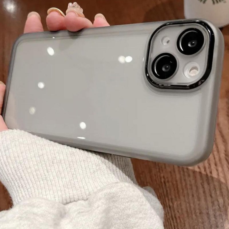 Clear Mobile Phone Case Lens Protector Ring With Lens Film Shockproof Protective Cover Compatible For Iphone Transparent black metal ring with lens film iPhone14Pro MAX