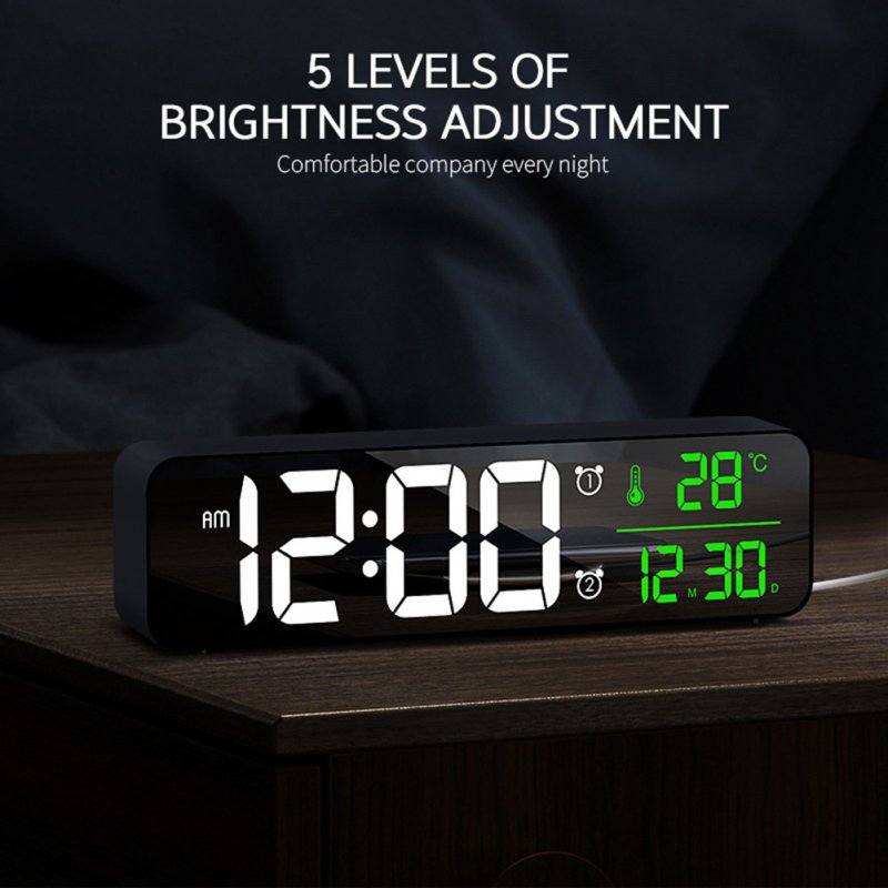 Led Digital Alarm Clock Time Date Temperature Display Large-screen Desk Table Clock for Living Room Office 