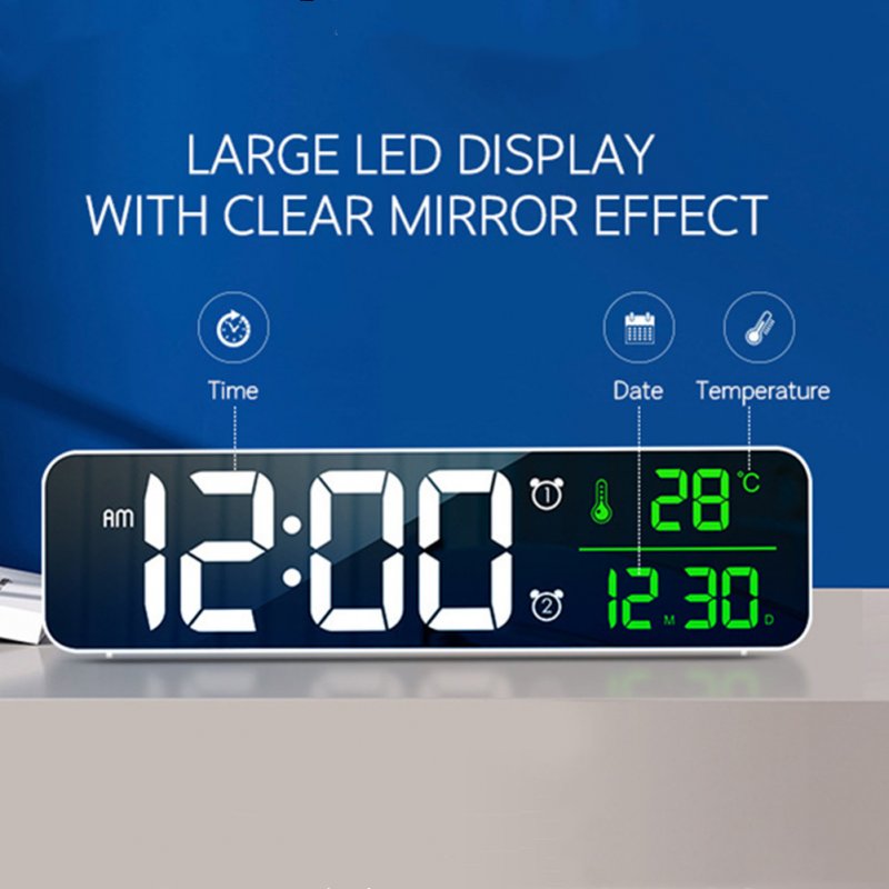 Led Digital Alarm Clock Time Date Temperature Display Large-screen Desk Table Clock for Living Room Office 