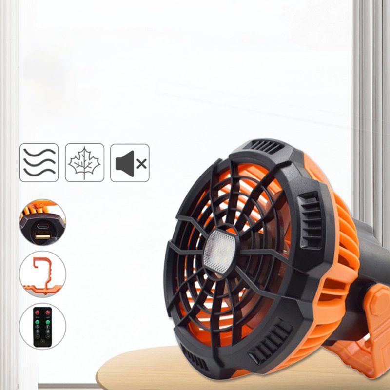 2-in-1 Outdoor Camping Remote Control Fan with Lamp 3 Speed Settings 3 Brightness Levels Usb Charging Office Fan 