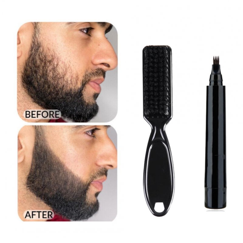 Men Waterproof Beard Pen +Brush Kit for Home Travel Supplies 