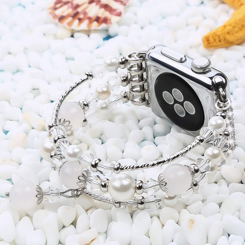 Jewelry Agate Watchband for iwatch Smartwatch Accessaries white_42-44MM