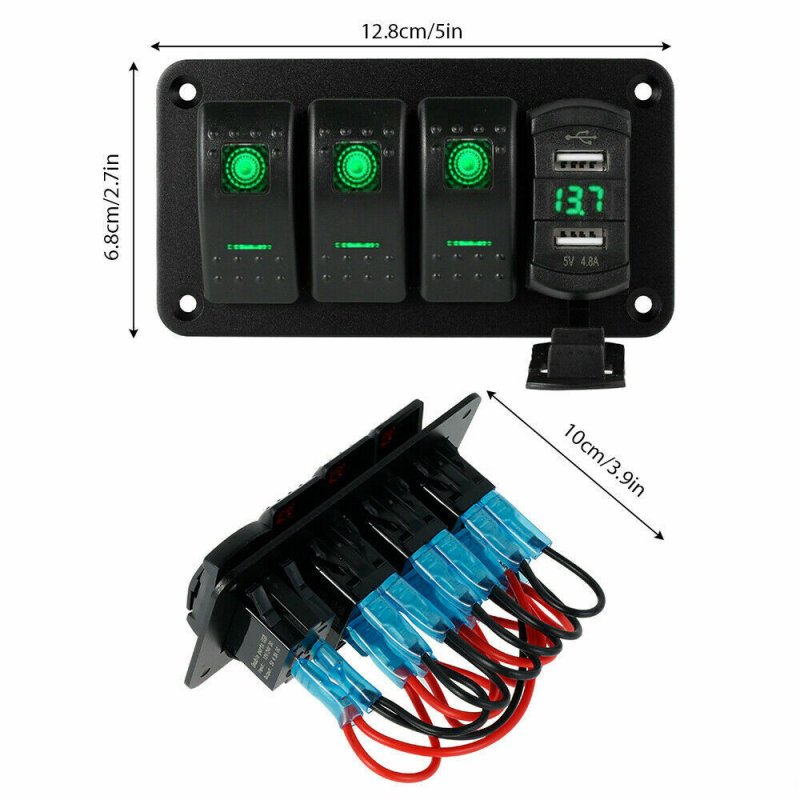 Rocker  Switch  Panel 12v-24v Dual USB + Voltage Digital Display Modification Parts For Car Boat 