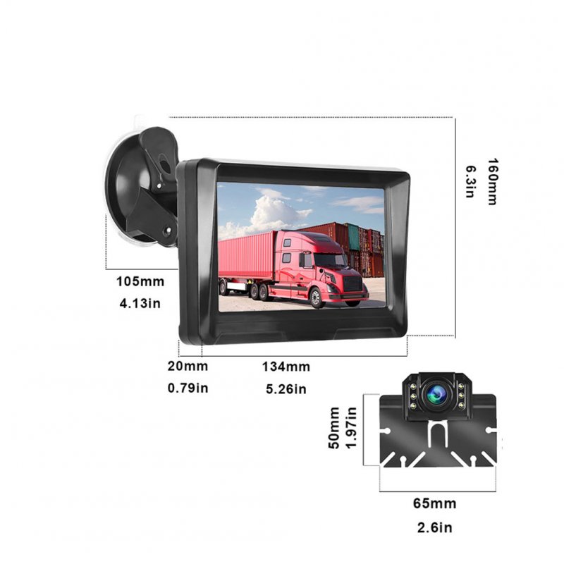 Wired HD Reversing Camera with 5 Inch LCD Ahd Monitor License Plate Frame Display 