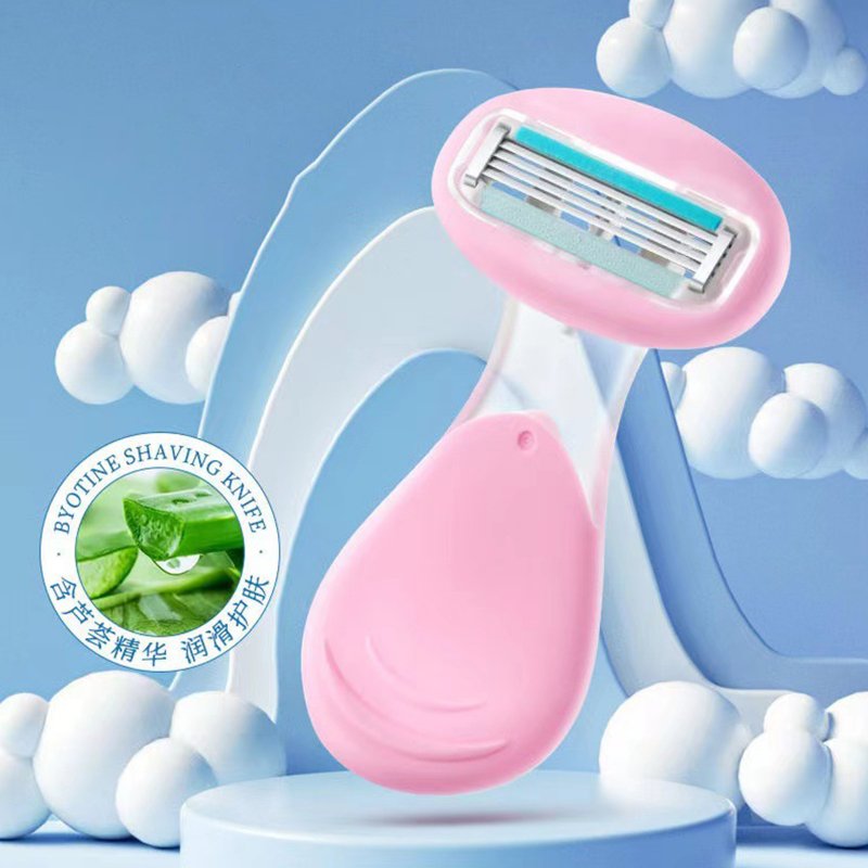 Women Manual Shaver 4 Layer Blades Hair Removal Razor with Safety Cover for Body Face Leg Face 