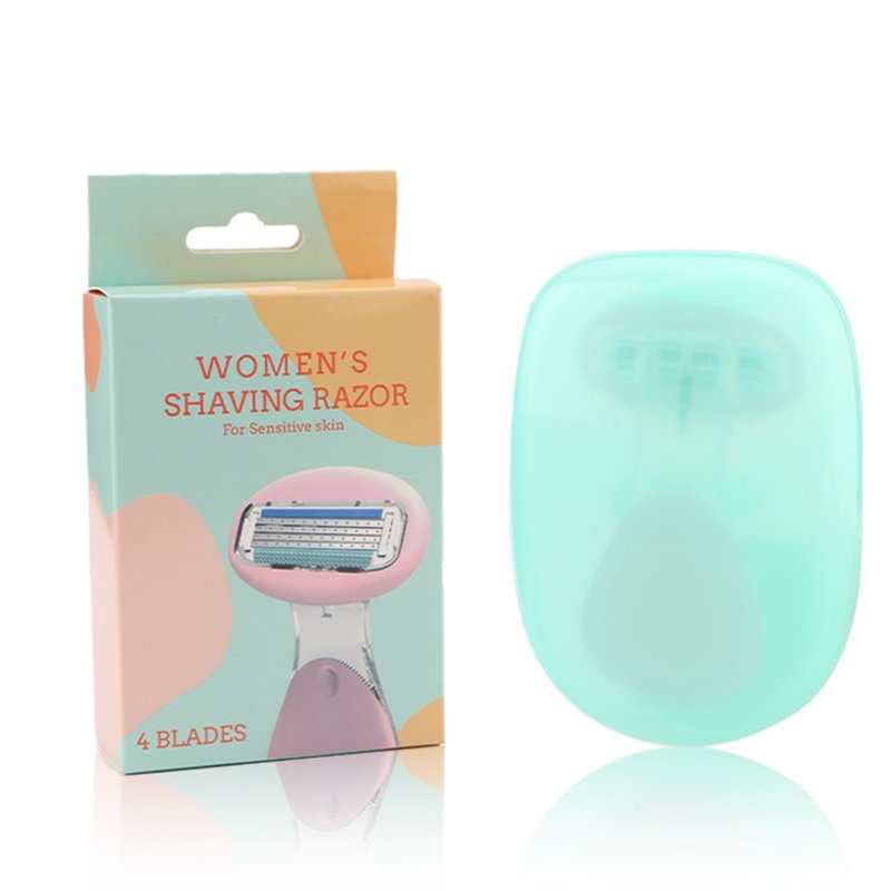 Women Manual Shaver 4 Layer Blades Hair Removal Razor with Safety Cover for Body Face Leg Face 
