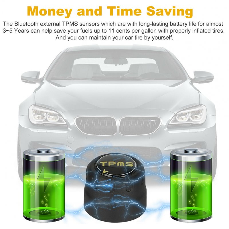 Bluetooth-compatible 5.0 Car  Tire  Pressure  Detector Wireless Pressure Monitoring System Sensor 