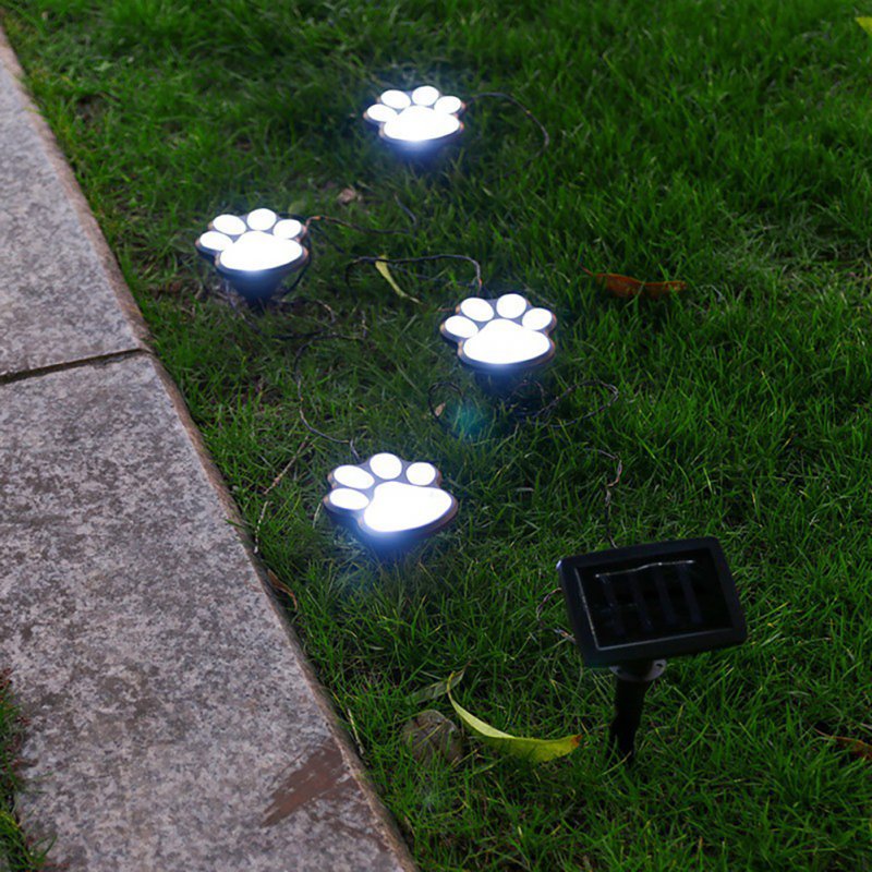 1 For 4 Solar String Light Intelligent Light Sensitive System Waterproof Bear Claw Footprint Shape For Outdoor Christmas Decoration 