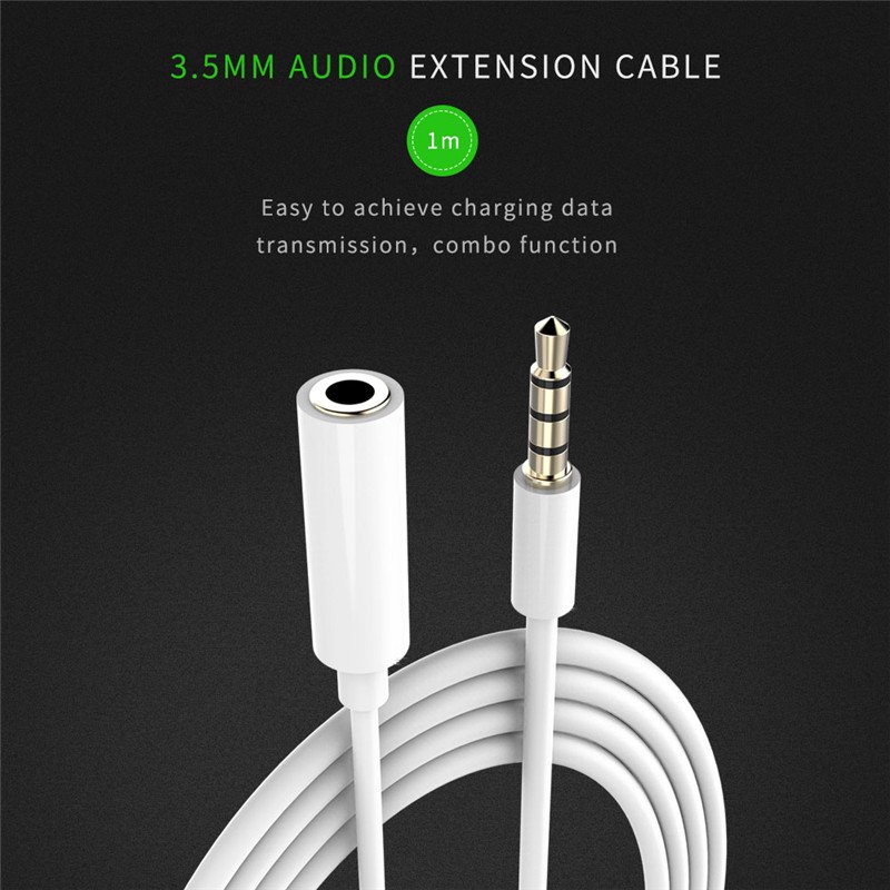 Universal 3.5mm Audio Extension Cable 4-pole Male to Female Headphone Extension Code for Mp3 Phone Tablet Desktop 