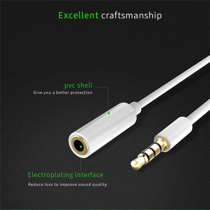 Universal 3.5mm Audio Extension Cable 4-pole Male to Female Headphone Extension Code for Mp3 Phone Tablet Desktop 