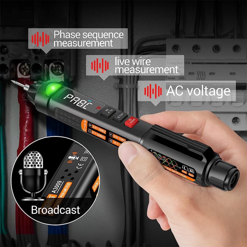 Pen Type Digital Multimeter Ac/Dc Voltage Tester 6000 Counts Intelligent Current Meter with Flashlight 