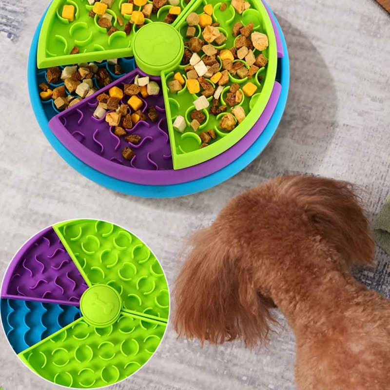 3 Layer Slow Feeder Bowl Treat Toys Anti Gulping Healthy Eating Rotatable Game Board To Aid Pets Digestion (26 x 26 x 7cm) 