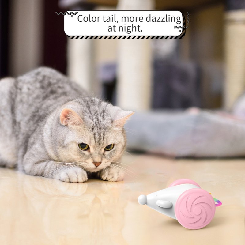 Pet Smart Electric Mice Toys Bite-resistant Self-playing Mouse Teaser With Led Color Changing Tail For Indoor Cats blue