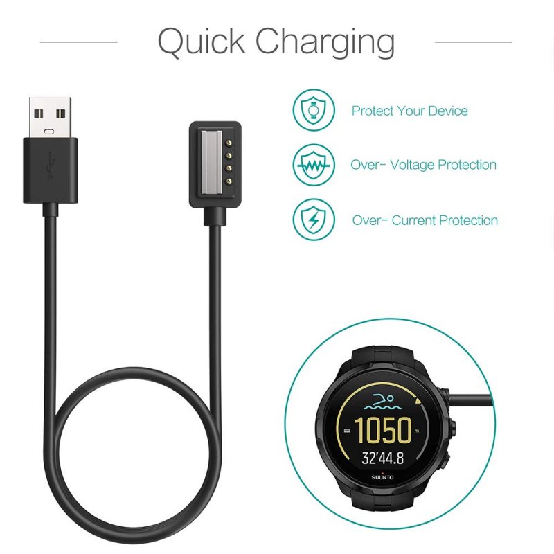 USB Charging Cable Clip Cradle Charger for Suunto Spartan Ultra HR Spartan Sport Wrist HR,Suunto 9,Suunto EON Core  