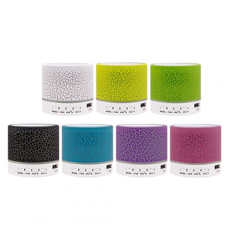 Bluetooth Speaker Colorful Light Plug-in Card Computer Mini Subwoofer Wireless Small Audio Button big crack + cable White
