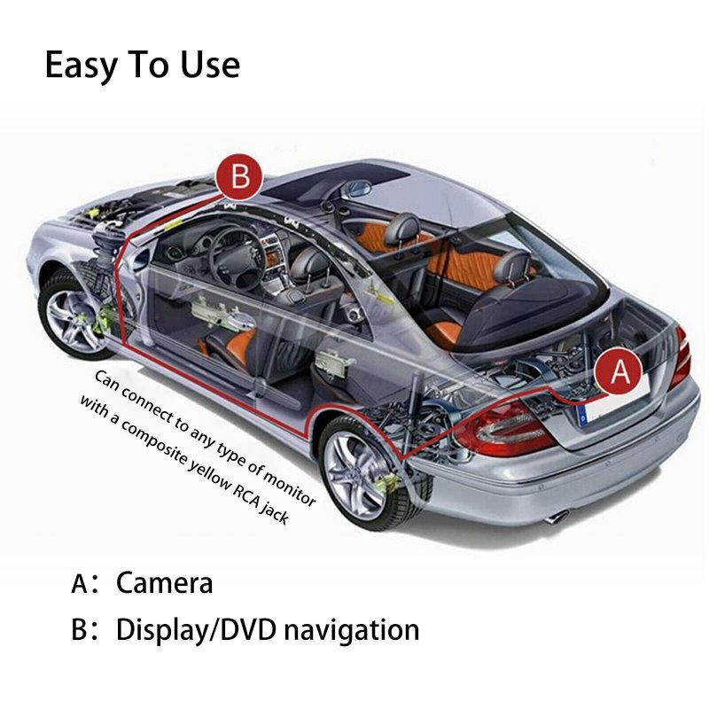 Car Car Rear View Reversing Camera Parking Backup Cam Hd Night Vision Waterproof 170-Degree Camcorder 