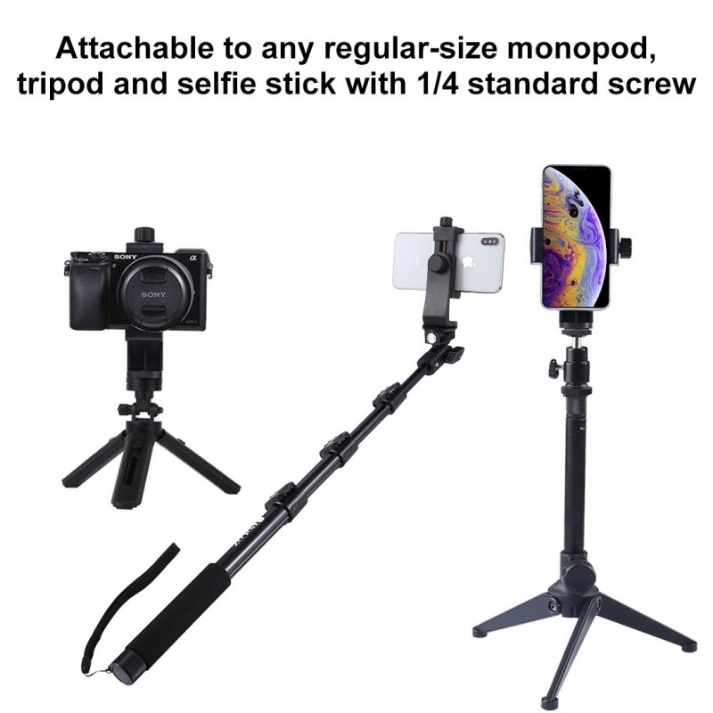 Live Phone Clip Camera Tripod Horizontal Vertical Adjustable Clamp Stable Anti-fall Design 