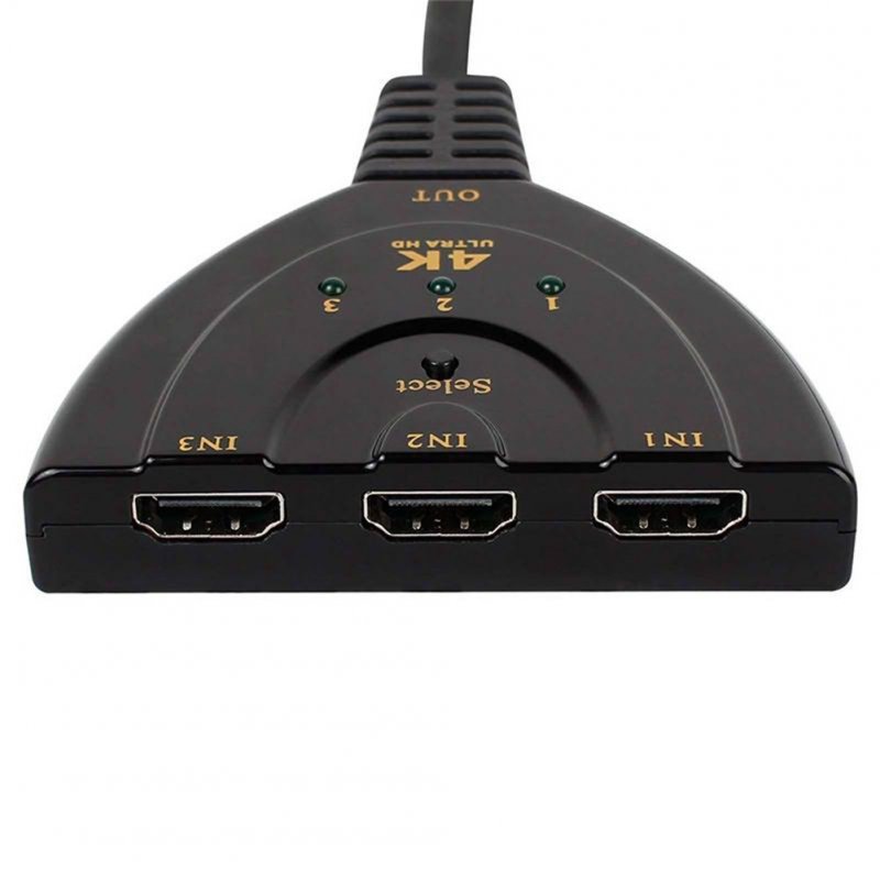 for 3-Port HDMI Splitter Switcher with Pigtail Cable Supports 4K 2K 1080P 3D Player DVD HDTV 3-in 1-out Port Hub for Xbox PS3 PS4 R25 