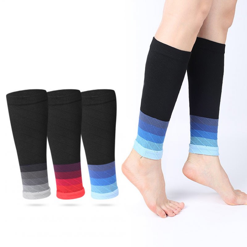 Calf Compression Sleeves Elastic Legs Pain Relief Sleeves Comfortable Footless Socks for Running Fitness Cycling Blue