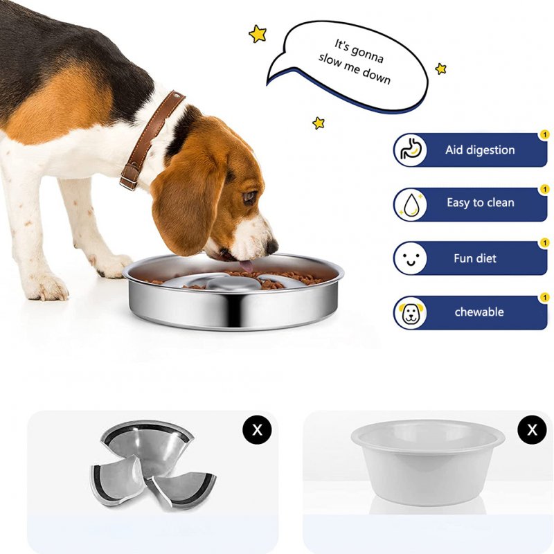 Pet Slow Feeder Dog Bowl Non-Slip Stainless Steel Food Water Bowl IQ Training Toys For Small Medium Large Dogs 