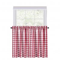 CAROMIO 2PCS Buffalo Check Rod Pocket Window Curtain Home Decor Window Treatments Small Window Curtains Set