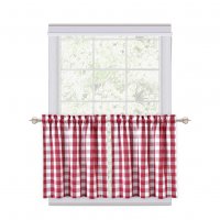 CAROMIO 2PCS Buffalo Check Rod Pocket Window Curtain Home Decor Window Treatments Small Window Curtains Set