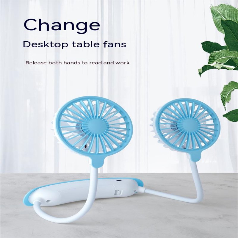 Outdoor Portable Folding Hanging Neck Fan 360 Degree 3 Levels Speeds Low Noise Usb Rechargeable Mini Fan 