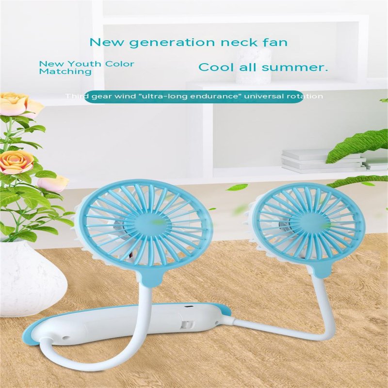 Outdoor Portable Folding Hanging Neck Fan 360 Degree 3 Levels Speeds Low Noise Usb Rechargeable Mini Fan 